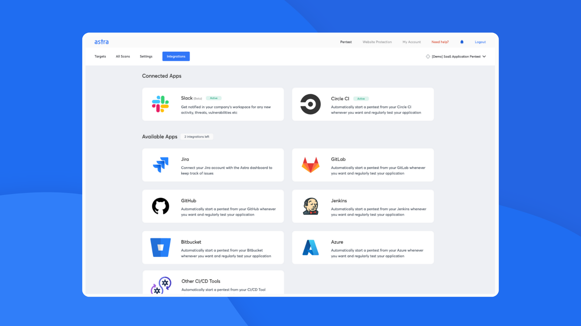 screenshot of Astra Pentest
